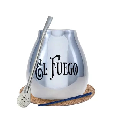 Yerba Mate BIG calebasse bombilla en argent El Fuego