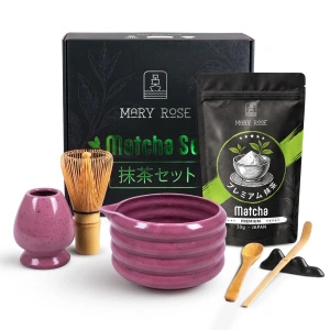 Coffret cadeau : matcha japonais premium + matchawan + accessoires en bambou