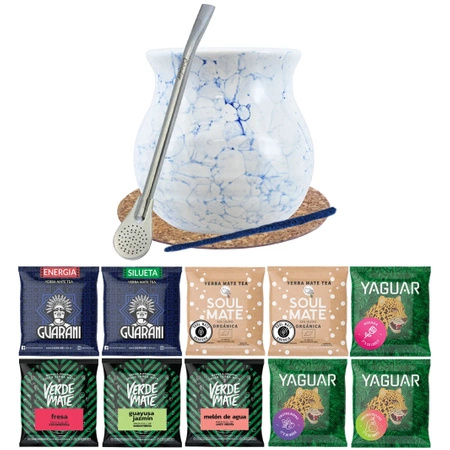 Set Yerba Verde Mate Green 500g Calebasse 10x50g