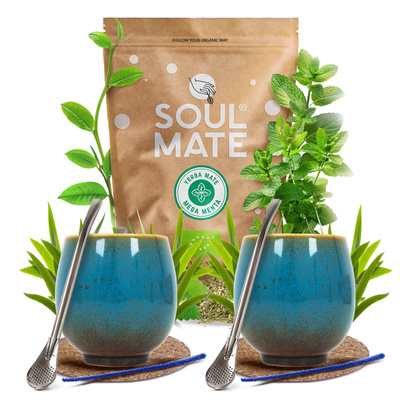 Set de Maté Soul Mate 500g 0,5kg 2x Calebasse + 2x Bombilla