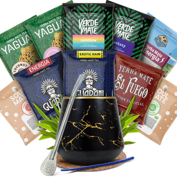 Coffret Yerba Maté : échantillons 10x50g Calebasse + Bombilla
