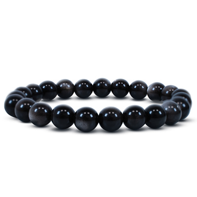 Bracelet avec obsidienne argentée