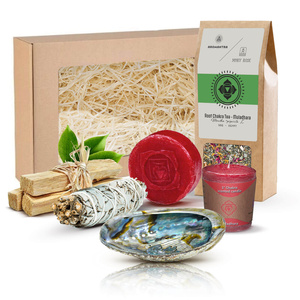 Coffret pour chakra de la racine (Muladhara) : thé du chakra + encens + bougie