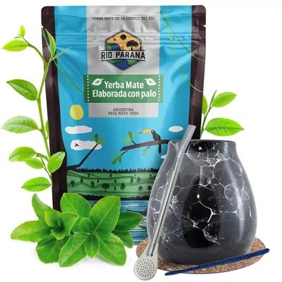 Set de Maté Rio Parana Calebasse Bombilla 500g