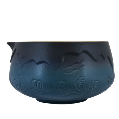 Matchawan Mountain – Bol en céramique pour matcha avec bec verseur (bleu)