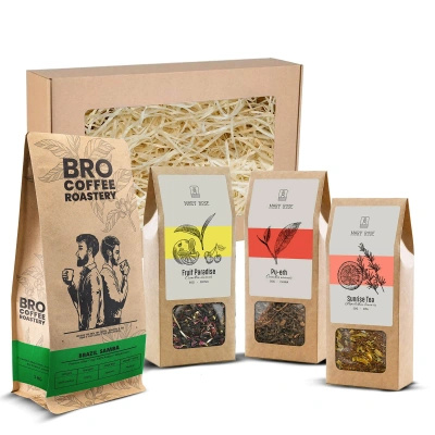 Coffret cadeau avec du café Bro Coffee Roastery et du thé Mary Rose