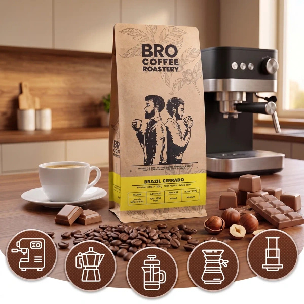 Coffret pour Pumpkin Spice Latte : café Bro Coffee Roastery Brazil Cerrado 1kg + Pumpkin Spice Latte Mix 100g