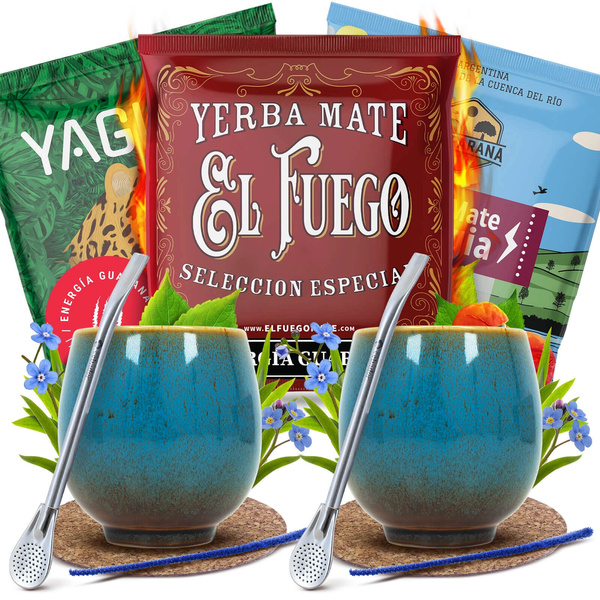 Yerba Maté Energia Set POUR DEUX Calebasse Bombilla