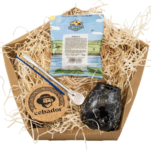 Ensemble de cadeaux Yerba Maté : Rio Parana Energia 50g + Calebasse + Bombilla