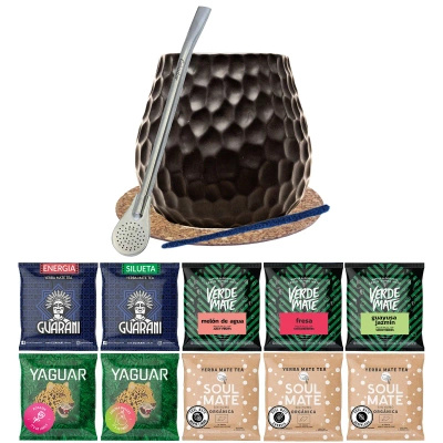 SetYerba Verde Mate Green 500g une calebasse Bombilla 10x50g