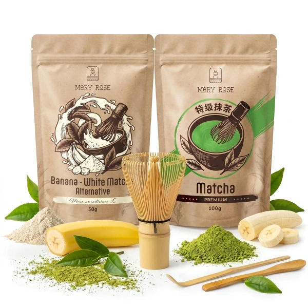 Kit pour Matcha Latte coloré : Matcha + White Matcha + accessoires