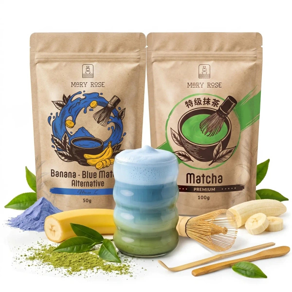Kit pour Matcha Latte coloré : Matcha + Blue Matcha + accessoires