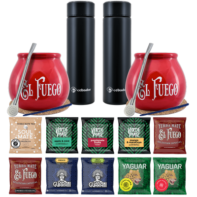 Yerba Mate Thermos Bombilla Set pour deux 500g