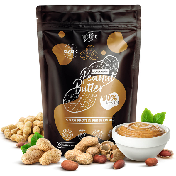 Coffret cadeau de beurre de cacahuète en poudre Nustino : Classic + Salted Caramel + White Chocolate & Coconut 3x400g