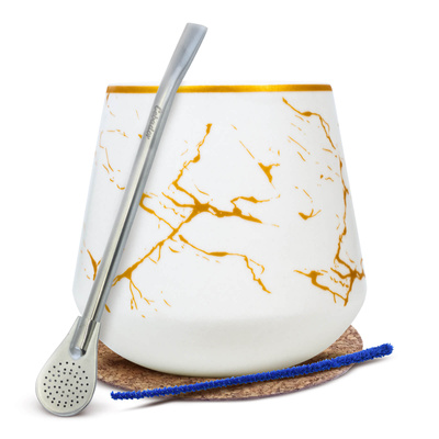 Coffret d’accessoires pour maté : Calebasse + Bombilla