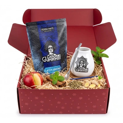 Coffret cadeau de Noël yerba mate Guarani Let it Snow 400g + calebasse et bombilla
