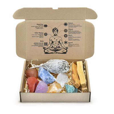Set de pierres naturelles, cristaux et encens - ésotérisme, yoga, méditation