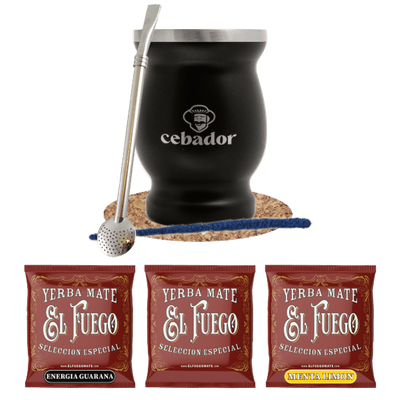 Set de Maté : échantillons El Fuego 3x50g + TermoMate + Bombilla