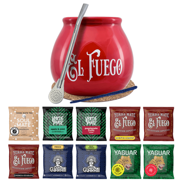 Yerba Mate Set 10x50g Calebasse Bombilla 500g