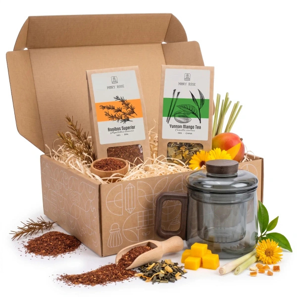 Coffret cadeau de thés en feuilles Mary Rose 2x50g + tasse avec infuseur