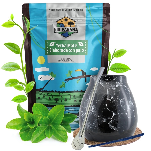 Set de Maté Rio Parana Calebasse Bombilla 500g