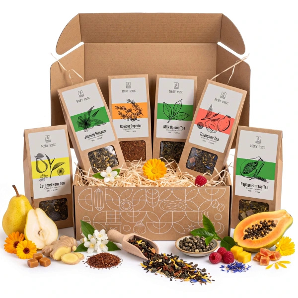 Coffret cadeau de thés en feuilles Mary Rose : différentes saveurs 6x50g