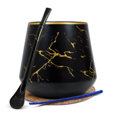 Coffret d’accessoires pour maté : Calebasse + Bombilla