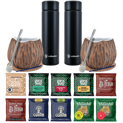 Yerba Mate Thermos Bombilla Set pour deux 500g