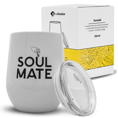 TermoLid – tasse isotherme pour yerba maté avec couvercle – Soul Mate (blanche) – 350 ml