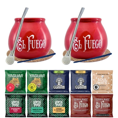 Set de Maté : 2x Calebasse + 2x Bombilla 10 x 50g