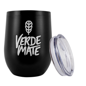 TermoLid – tasse isotherme pour yerba maté avec couvercle – Verde Mate (noir) – 350 ml