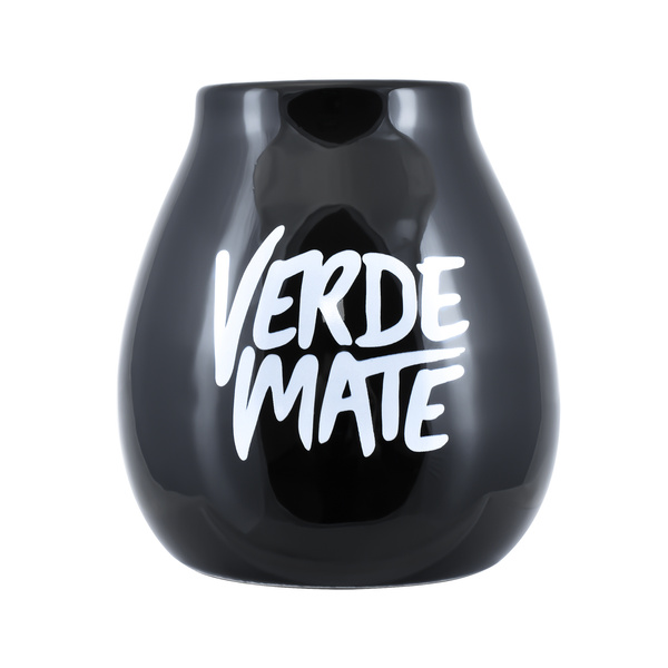 Calebasse à maté en céramique avec logo Verde Mate (noire) 350 ml