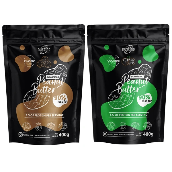 Lot de beurre de cacahuète en poudre Nustino : Classic + Coconut 2x400g