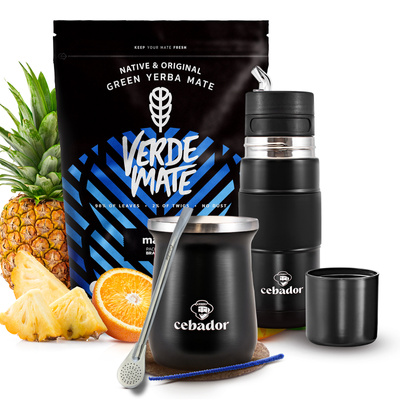 Set de Maté Verde Mate Mas IQ 500g 0,5kg Yerbomos + TermoMate + Bombilla