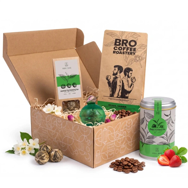 Coffret cadeau avec café et thé