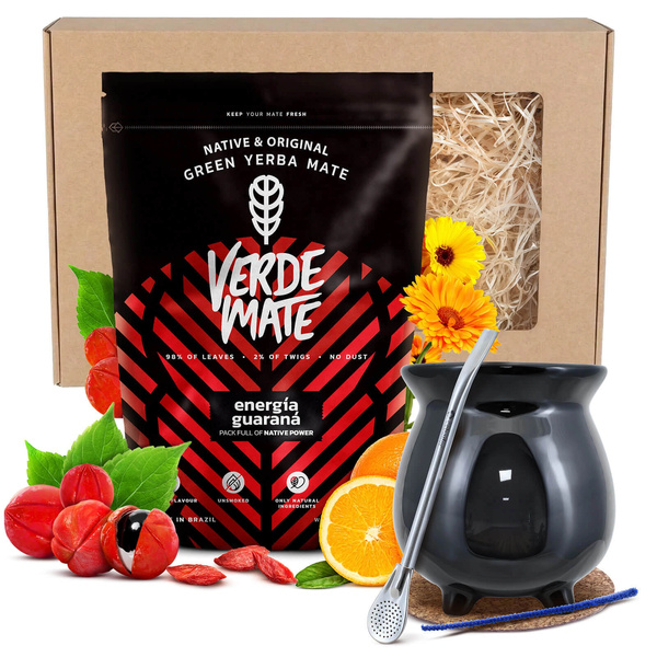 Ensemble de cadeaux Yerba Maté : Verde Mate Energía Guaraná + Calebasse + Bombilla