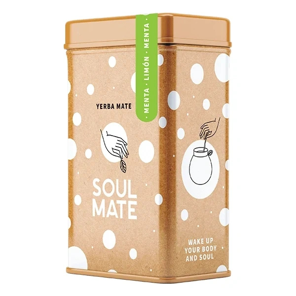Yerbera – Boîte en métal + Soul Mate Orgánica Menta Limon 0,5 kg