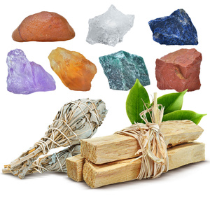 Set de pierres naturelles, cristaux et encens - ésotérisme, yoga, méditation