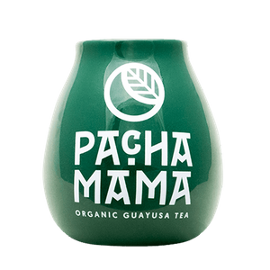 Calebasse à maté en céramique avec logo Pachamama (verte) 350 ml