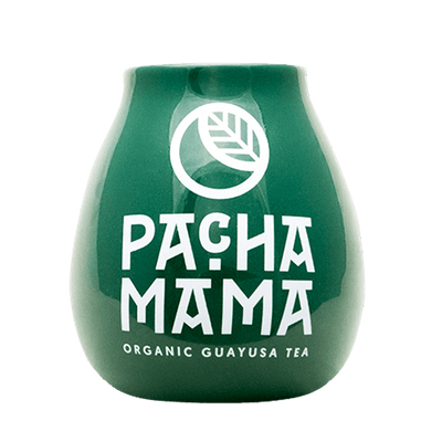 Calebasse à maté en céramique avec logo Pachamama (verte) 350 ml