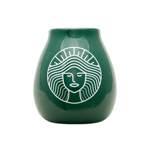 Calebasse à maté en céramique avec logo Pachamama (verte) 350 ml