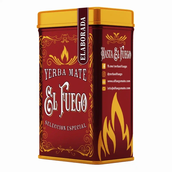 Yerbera – Boîte en métal + El Fuego Elaborada 0,5 kg