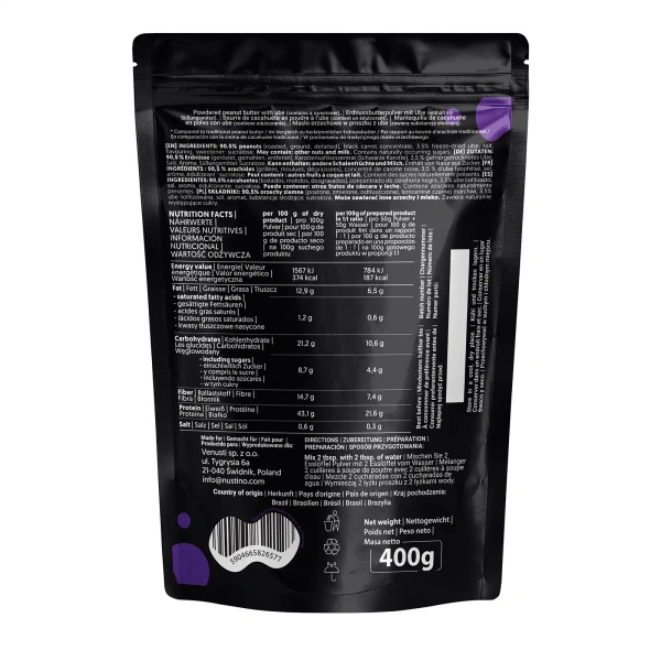 Nustino – Beurre de cacahuète en poudre – Ube (sans sucre ajouté) 400 g