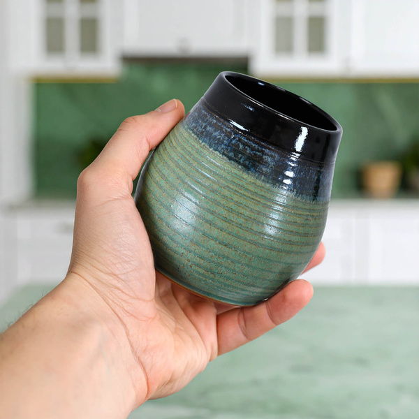 Calebasse en céramique Niebla (noir-vert) 300 ml – Série Crater