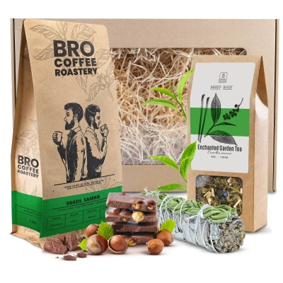 Ensemble de cadeaux de Café en Grains Bro Coffee Roastery + Thé + Sauge Blanche Encens