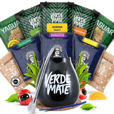 Set de Maté : Calebasse + Bombilla + Échantillons 10x50g
