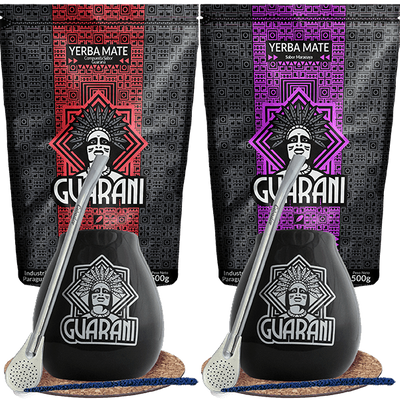 Set Yerba Mate Guarani Bombilla Matero pour Deux