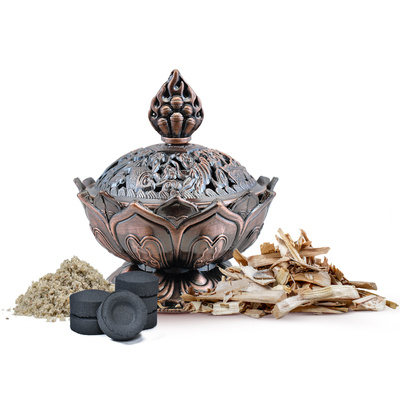 Set de copeaux de palo santo premium, brûleur d'encens et charbons d'encens