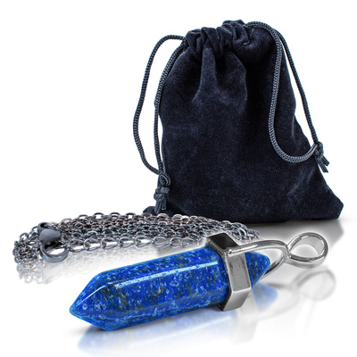 Pendentif en lapis lazuli dans un sachet + chaîne