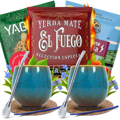Yerba Maté Energia Set POUR DEUX Calebasse Bombilla